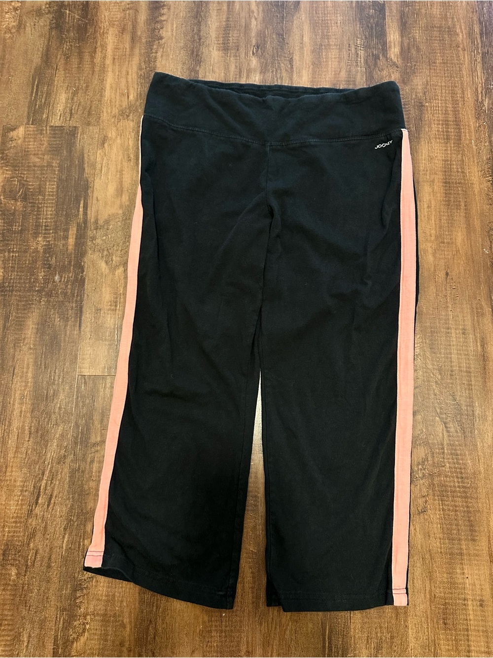 Jockey women’s Black Capri Pants with Pink Side Stripe
